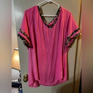 hot pink and cheetah vneck